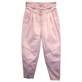 Calça cônica plissada de cintura alta Iro em jeans de algodão rosa Rosa