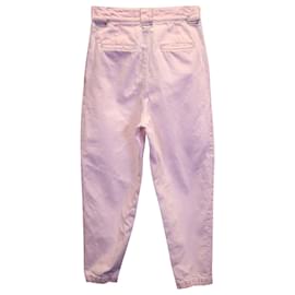 Iro-Pantalones cónicos plisados de cintura alta Iro en denim de algodón rosa-Rosa