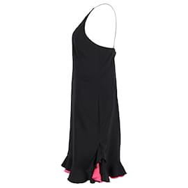 Joseph-Joseph Cross-Back Two-Tone Hem Dress in Black Silk-Black