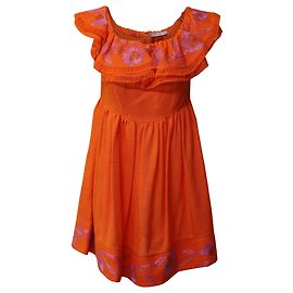 Mary Katrantzou Mini-robe brodée à épaules dénudées Marietta en viscose orange Orange