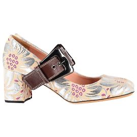 Décolleté Mary Jane in broccato floreale Rochas in seta multicolore Altro