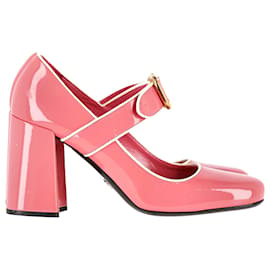 Prada-Zapatos de tacón Prada Mary Jane en charol rosa-Rosa