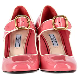 Prada-Zapatos de tacón Prada Mary Jane en charol rosa-Rosa