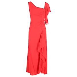 Valentino Garavani-Valentino Garavani Flounce Drape Maxi Dress in Red Silk-Red