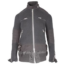 Sacai Doppelreißverschluss Strickjacke aus schwarzer Baumwolle Schwarz