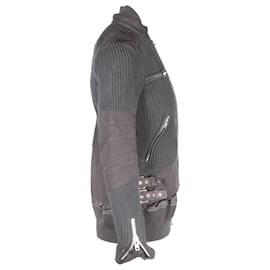 Sacai-Giacca in maglia con zip foderata Sacai in cotone grigio-Grigio