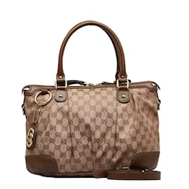 Gucci-GG Canvas Sukey Handbag 247902-Brown