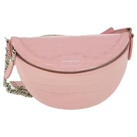 Balenciaga-BALENCIAGA Bolso Para Cuerpo En Relieve Croco Cuero Rosa Auth 54195-Rosa