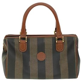 Fendi-FENDI Sac à main en toile de noix de pécan 2façon Noir Marron Auth yk8994-Marron,Noir