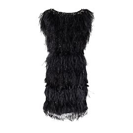 Autre Marque 6267 Robe brodée de plumes Noir