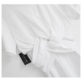 T By Alexander Wang-T by Alexander Wang Cross Front Draped Tee Dress-White