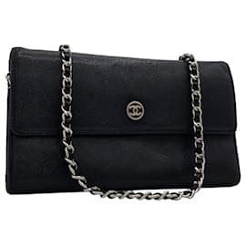 Chanel-Chanel Wallet on chain Caviar with three folds-Black