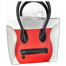 Borsa Céline Luggage in pelle tricolore arancione bianco e nero Multicolore