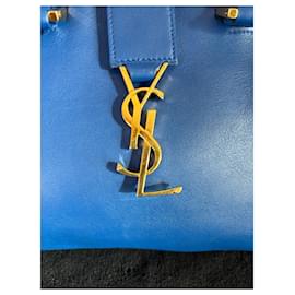 Yves Saint Laurent-Bolsa de tela con monograma-Azul