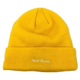 Autre Marque-***SUPREMA × Nueva Era (Supremo x Nueva Era)  Bandana tipo gorro con logo de caja / sombrero tejido-Amarillo