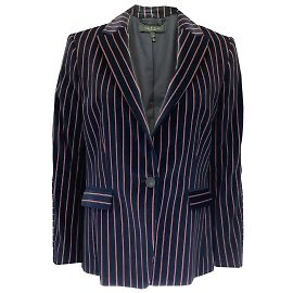 Rag & Bone Navy Blue / White / Red Striped Velvet Blazer Blue