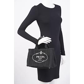 Prada-Prada Canapa Tote Black Cotton-Black