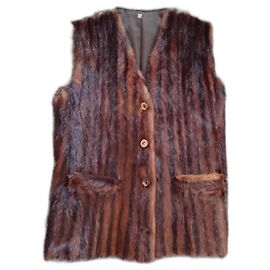 Autre Marque Gilet in visone e tessuto marrone Taglia M Marrone