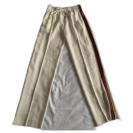 Calça reta Chloé off-white acetato e viscose Multicor