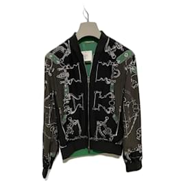 Hermès-Chaqueta Hermès de canalé reversible-Negro,Verde,Gris
