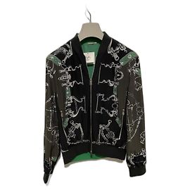 Giacca Hermès reversibile a coste Nero Verde Grigio