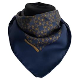 Hermès-Sciarpe da uomo-Blu,D'oro