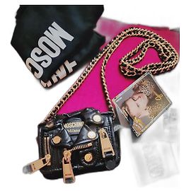 Moschino Biker Mini Leather Handbag Black Black