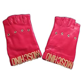 Moschino-Gloves-Red,Golden