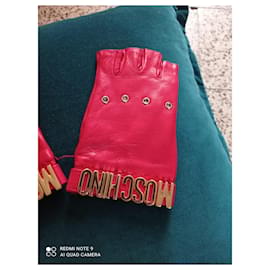 Moschino-Gloves-Red,Golden