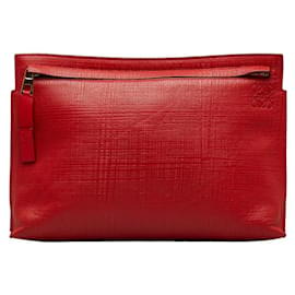Loewe-Leather T Pouch Clutch Bag-Red
