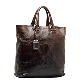 Prada-Prada Vitello Shine Tote Bag BN1713-Marrom