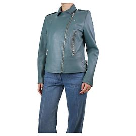 Belstaff Blue leather biker jacket - size UK 14 Blue