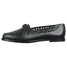 Manolo Blahnik-Black cutout detail laced loafers - size EU 40-Black