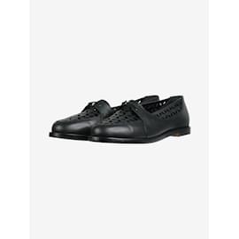 Manolo Blahnik-Black cutout detail laced loafers - size EU 40-Black