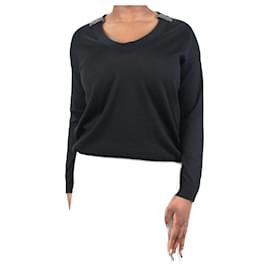 Brunello Cucinelli-Black bejewelled cashmere-blend sweater - size M-Black