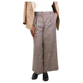 Autre Marque-Brown houndstooth wool-blend trousers - size UK 14-Brown