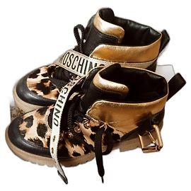 Moschino Leather Ankle Boots Black Multi Black Multiple colors
