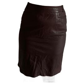 Christian Dior Gonna Dior in pelle marrone Marrone scuro