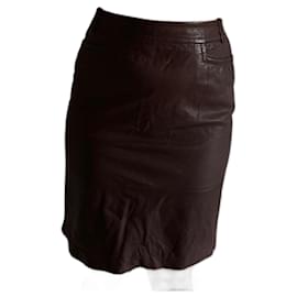 Christian Dior-Falda de cuero marrón Dior-Marrón oscuro