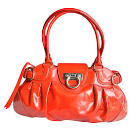 Salvatore Ferragamo-FERRAGAMO patent leather bag.-Red