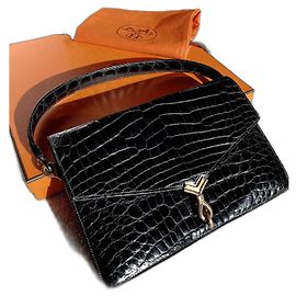 Borsa Hermès, coccodrillo, Modello Cordeliere / CORDEAU Nero