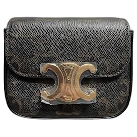 Céline-Bolsa de couro Céline Triomphe-Castanho escuro