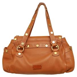 Moschino-Moschino Tan Brown Leather Flap Top w. Bow Studded Handbag Shoulder bag-Camel
