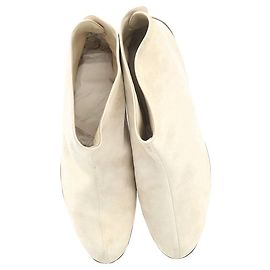 Salvatore Ferragamo Limited Edition Flat Ankle Boots in Cream Suede White Cream