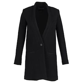 Iro-Iro Collarless Single-Breasted Coat in Black Wool-Black