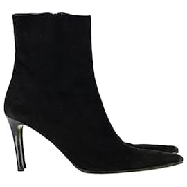 Christian Louboutin-Christian Louboutin Pointed Toe Ankle Boots in Black Suede -Black