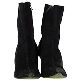 Christian Louboutin-Christian Louboutin Pointed Toe Ankle Boots in Black Suede -Black