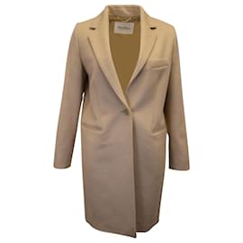 Max Mara-Abrigo de botonadura sencilla Max Mara en pelo de camello beige-Castaño,Beige