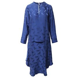 Stella Mc Cartney Stella McCartney Blusa e saia Horse Jacquard em Viscose Azul Azul