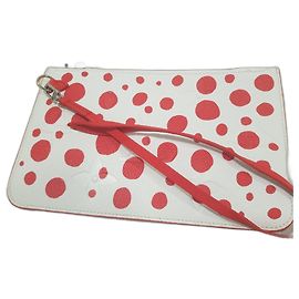 Pochette Louis Vuitton Neverfull Pochette édition limitée par Yayoi Kusama 2023 Blanc Rouge